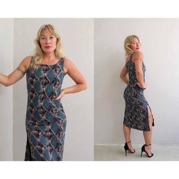 1990's Vintage Tymings Bodycon Dress Women's XXS XS 2XS  Mid Length Sleeveless - Picture 1 of 9